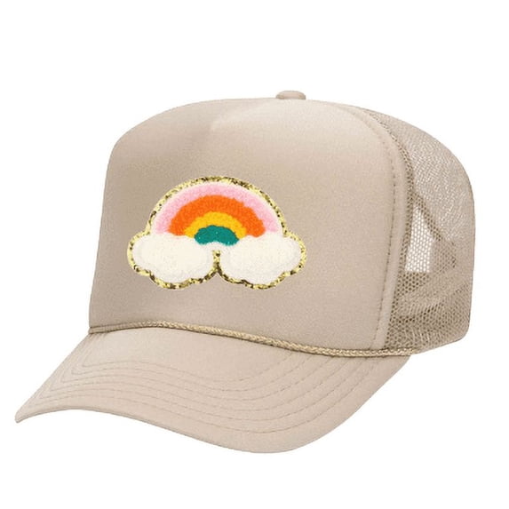 Preppy Rainbow Chenille Patch Trucker hat snapback mesh back Easter