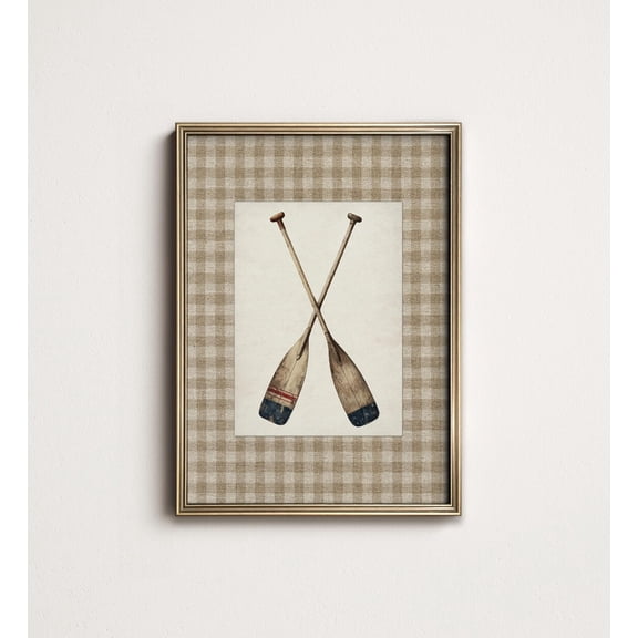 Preppy Rowing Oars Coastal Lake House Poster, Unframed Size 24x36