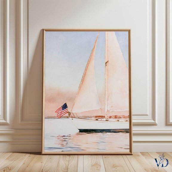 Preppy Sailboat Hamptons Style Americana Independence Day Yachting Decor