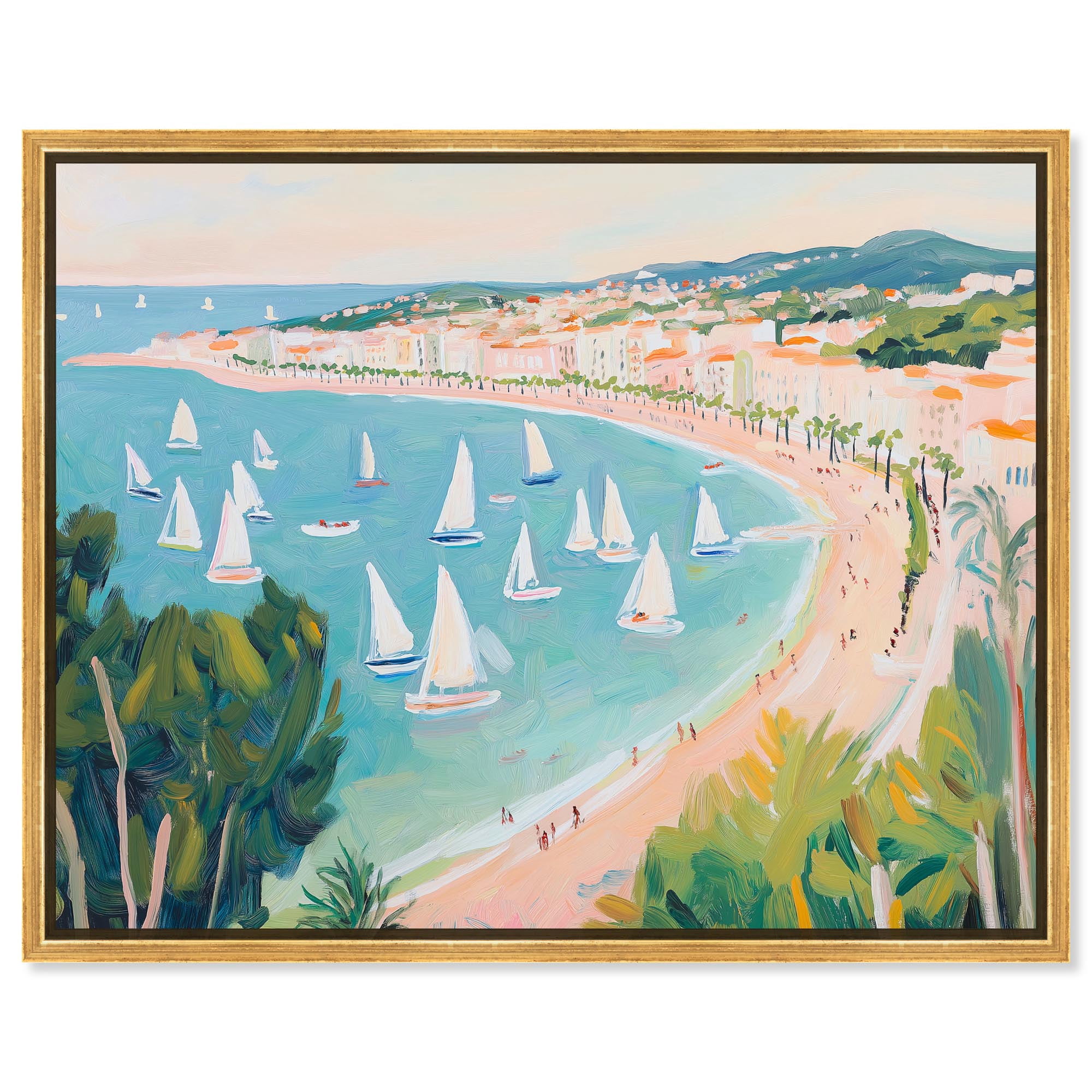 Preppy Sailboats in the Beach Canvas Trendy Coastal Art by Art Remedy ...