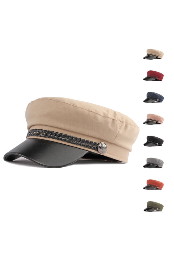 Preppy Style Flat Cap, Retro Short Brim Baseball Cap for Men Women, Adjustable Peaked Hat for Daily Wear, Outdoor, Hiking and Beach-Black