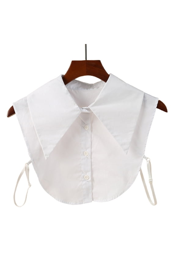 Preppy Style White Half Shirt for Women Girl Detachable Dickey Blouse Medium Pointed Lapel Fake Faux Collar Layering Top