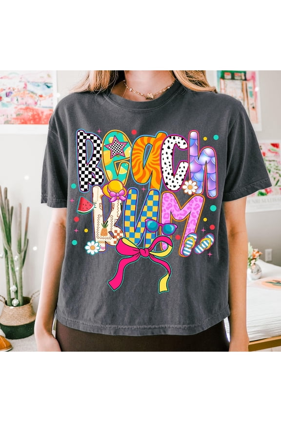 Preppy Summer Beach Bum T-shirt, Summer Vibes Shirt, Girly Beach Sublimation Tee, Tropical Vacation Mode Shirt