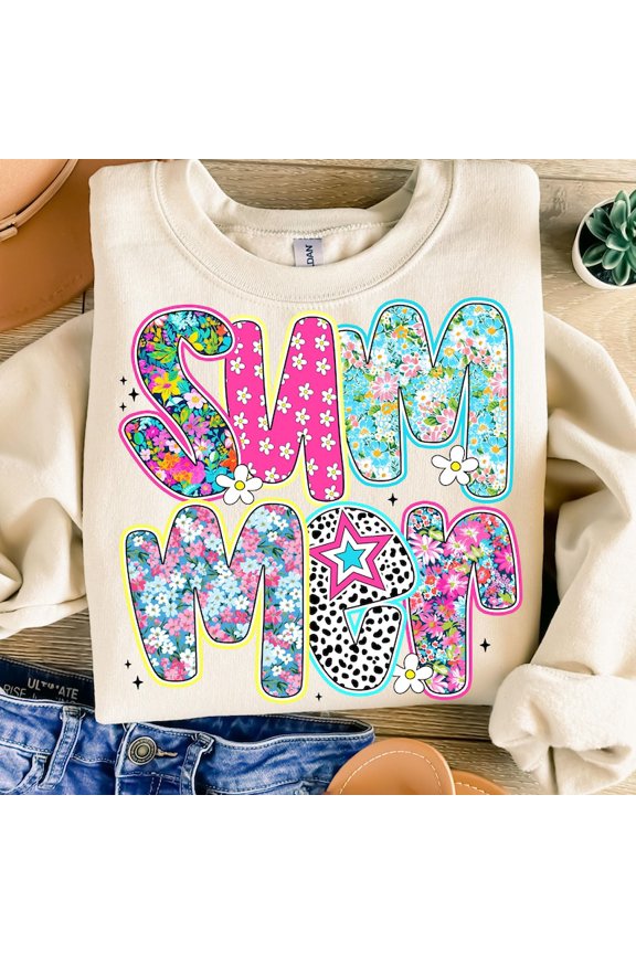 Preppy Summer Floral Sweatshirt, Coquette Summer Design, Retro Beach Shirt, Hello Summer Shirt, Summer Vibes Apparel