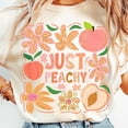 thumbnail image 1 of Preppy Summer Peach Shirt, Boho Floral Summer Shirt, Just Peachy Shirt, Coquette Summer Vibes Shirt, Girly Summer Shirt, Everyday Shirt, Glitter Summer, 1 of 3