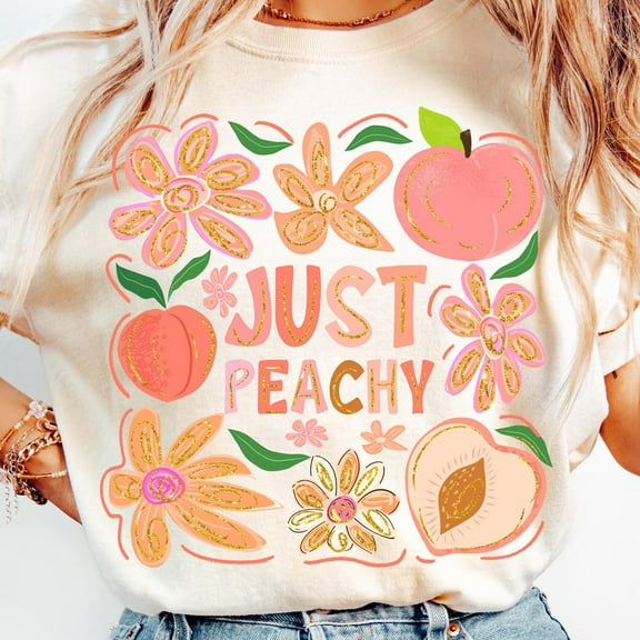 Preppy Summer Peach Shirt, Boho Floral Summer Shirt, Just Peachy Shirt, Coquette Summer Vibes Shirt, Girly Summer Shirt, Everyday Shirt, Glitter Summer