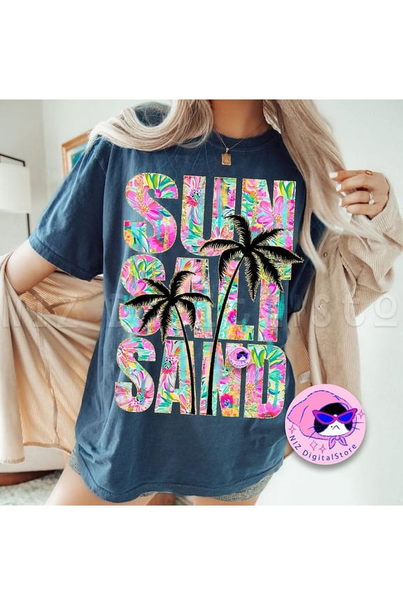 Preppy Sun Salt Sand T-shirt, Retro Summer Shirt, Beach Shirt, Tropical Shirt, Summer Shirt, Summer Vibes, Vacation Coastal TH060605