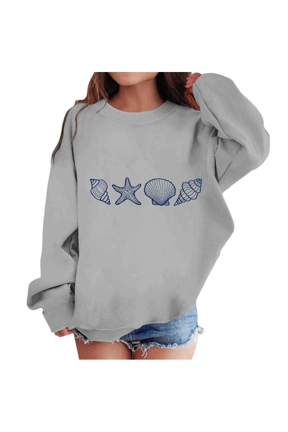 Preppy Sweatshirts for Girls Graphic Prints Long Sleeve Sweater Top Coat Athletic Lightweight Sweatshirts for Girls , Size 4-16