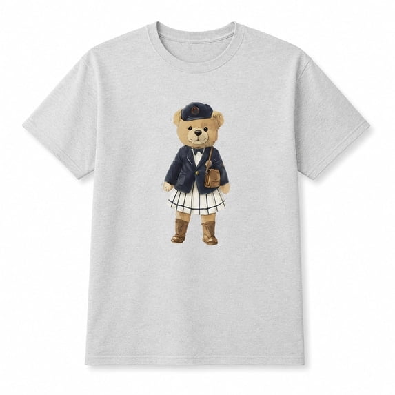 Preppy Teddy Bear Graphic T-Shirt Women's Unisex Cotton Crewneck Tee Retro Bear Print Short Sleeve