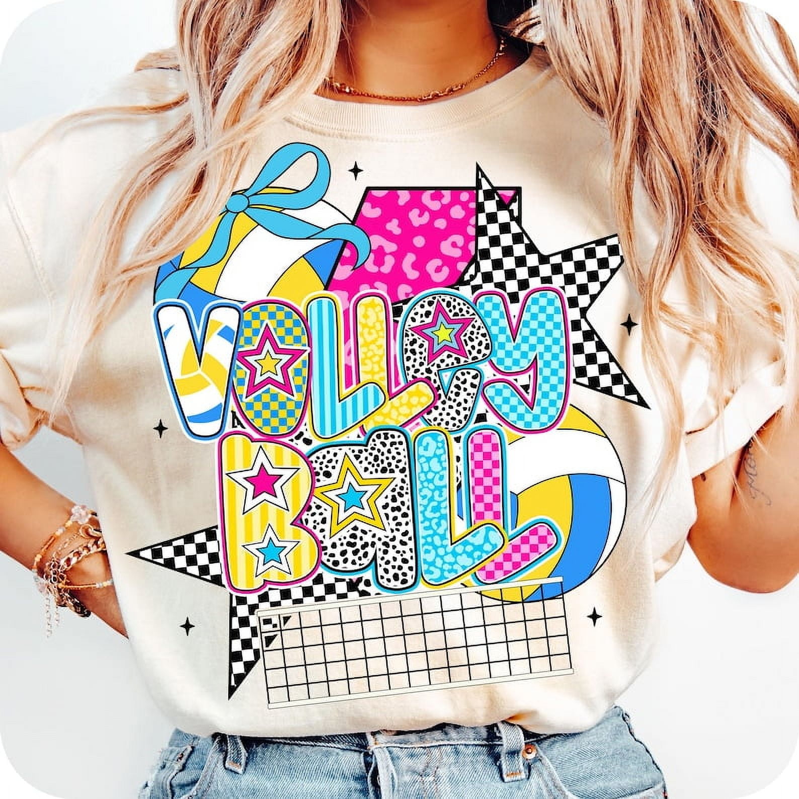 Preppy Checkards Preppy Volleyball - Checkered, Stars, & Leopard Print - Walmart.com