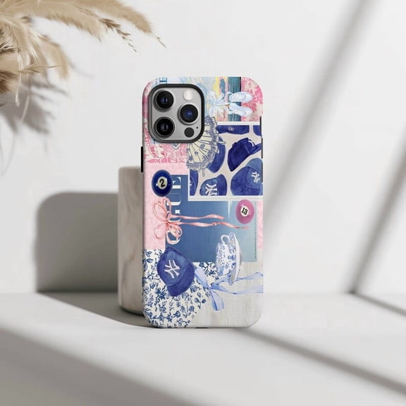 Preppy and Cute Aesthetic Pattern Phone Case with iPhone 11 to 16 Pro Max Protective Style