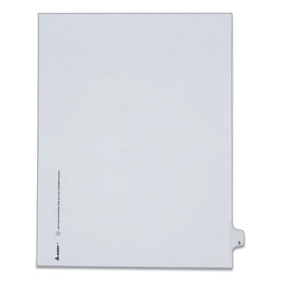Preprinted Legal Exhibit Side Tab Index Dividers, Allstate Style, 10-Tab, 3, 11 X 8.5, White, 25/pack | Bundle of 10 Packs