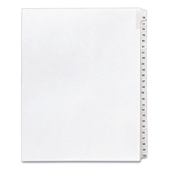 Preprinted Legal Exhibit Side Tab Index Dividers, Allstate Style, 25-Tab, 76 To 100, 11 X 8.5, White, 1 Set, (1704) | Bundle of 2 Sets