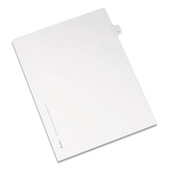 Preprinted Legal Exhibit Side Tab Index Dividers, Allstate Style, 26-Tab, V, 11 X 8.5, White, 25/pack | Bundle of 2 Packs