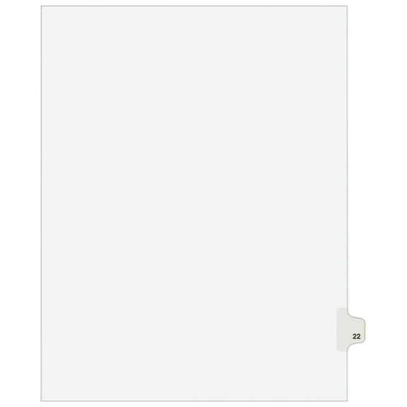 "Preprinted Legal Exhibit Side Tab Index Dividers, Avery Style, 10-Tab, 22, 11 X 8.5, White, 25/pack, (1022) | Bundle of 5 Packs"