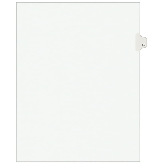 Preprinted Legal Exhibit Side Tab Index Dividers, Avery Style, 10-Tab, 56, 11 X 8.5, White, 25/pack, (1056) | Bundle of 5 Packs