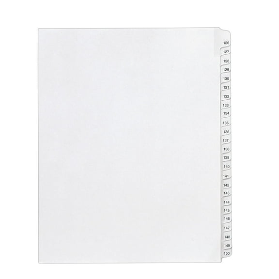 Preprinted Legal Exhibit Side Tab Index Dividers, Avery Style, 25-Tab, 1 to 25, 11 x 8.5, White, 1 Set, (1330)