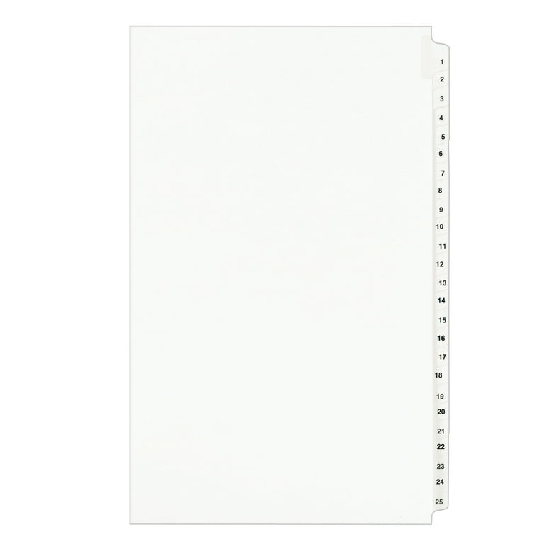 Preprinted Legal Exhibit Side Tab Index Dividers, Avery Style, 11-Tab, 1 to 10, 11 x 8.5, White, 1 Set Preprinted Legal Exhibit Side Tab Index Dividers, Avery Style, 11-Tab, 1 to 10, 11 x 8.5, White, 1 Set