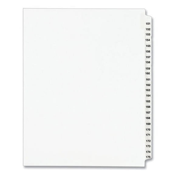 Preprinted Legal Exhibit Side Tab Index Dividers, Avery Style, 25-Tab, 151 To 175, 11 X 8.5, White, 1 Set, (1336) | Bundle of 2 Sets