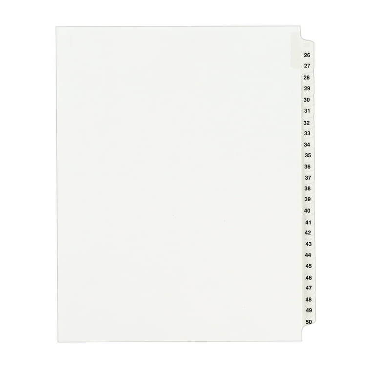 Preprinted Legal Exhibit Side Tab Index Dividers, Avery Style, 11-Tab, 1 to 10, 11 x 8.5, White, 1 Set Preprinted Legal Exhibit Side Tab Index Dividers, Avery Style, 11-Tab, 1 to 10, 11 x 8.5, White, 1 Set