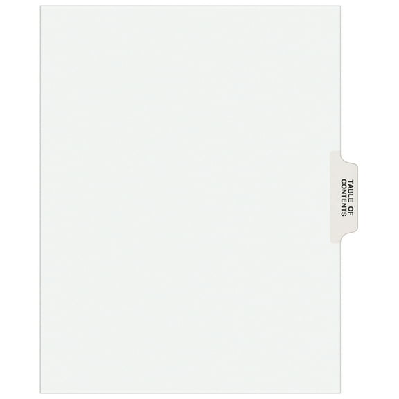 "Preprinted Legal Exhibit Side Tab Index Dividers, Avery Style, 25-Tab, Table Of Contents, 11 X 8.5, White, 25/pack | Bundle of 5 Sets"