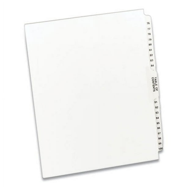 Preprinted Legal Exhibit Side Tab Index Dividers, Avery Style, 26-Tab, 76 to 100, 11 x 8.5, White, 1 Set Preprinted Legal Exhibit Side Tab Index Dividers, Avery Style, 26-Tab, 76 to 100, 11 x 8.5, White, 1 Set