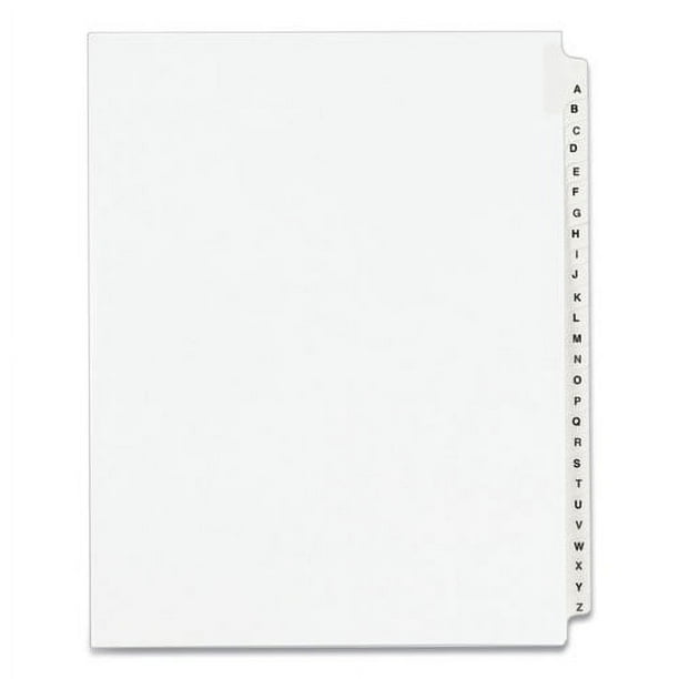 Preprinted Legal Exhibit Side Tab Index Dividers, Allstate Style, 26-Tab, A to Z, 11 x 8.5, White, 1 Set, (1700)