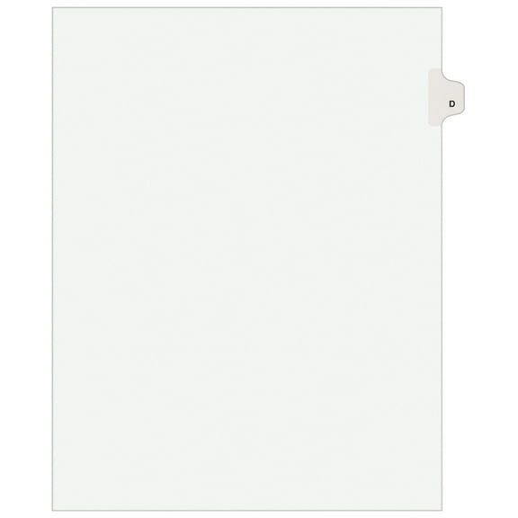 Preprinted Legal Exhibit Side Tab Index Dividers, Avery Style, 26-Tab, D, 11 X 8.5, White, 25/pack, (1404) | Bundle of 5 Packs