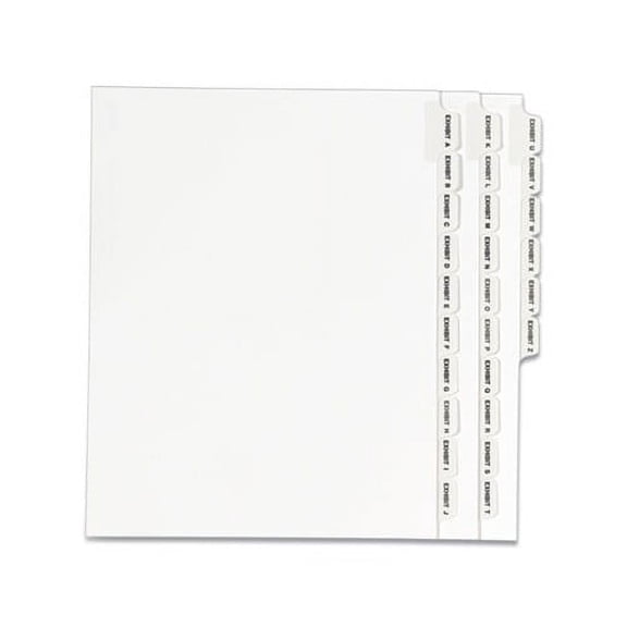 Preprinted Legal Exhibit Side Tab Index Dividers Avery Style, 26-Tab, Exhibit A - Exhibit Z, 11 x 8.5, White, 1 Set, 1370