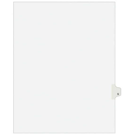 Preprinted Legal Exhibit Side Tab Index Dividers, Avery Style, 26-Tab, S, 11 X 8.5, White, 25/pack, (1419) | Bundle of 5 Packs