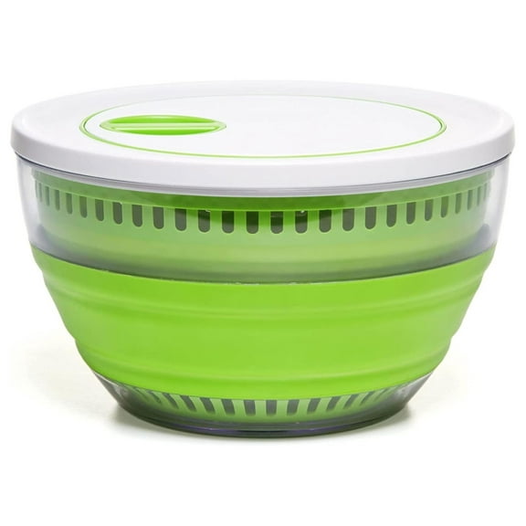 Prepworks 4 Quart Space Saving Folding Collapsible Salad Spinner, Drainer, & Colander for Salad Preparation and Food Washing