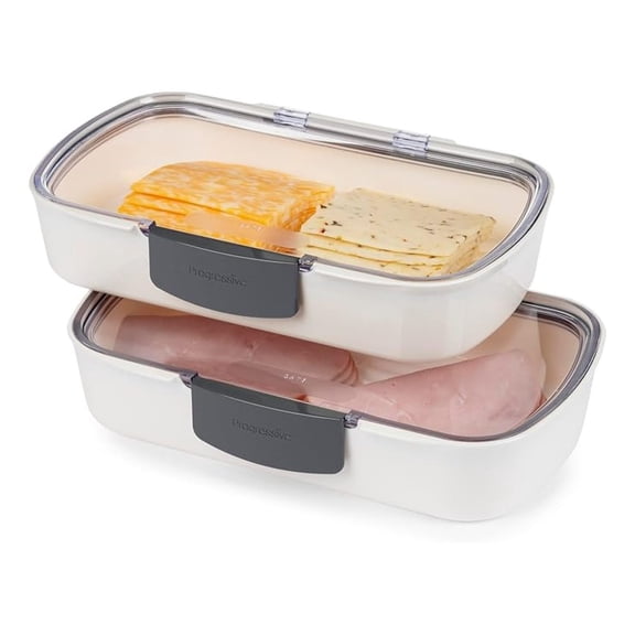 Prepworks Deli ProKeeper Containers, Set of 2 - Food Storage Containers for Deli Meats & Cheese, Keeps Food Fresh Longer, BPA-Free Plastic, with Adjustable Vents & Drip Tray