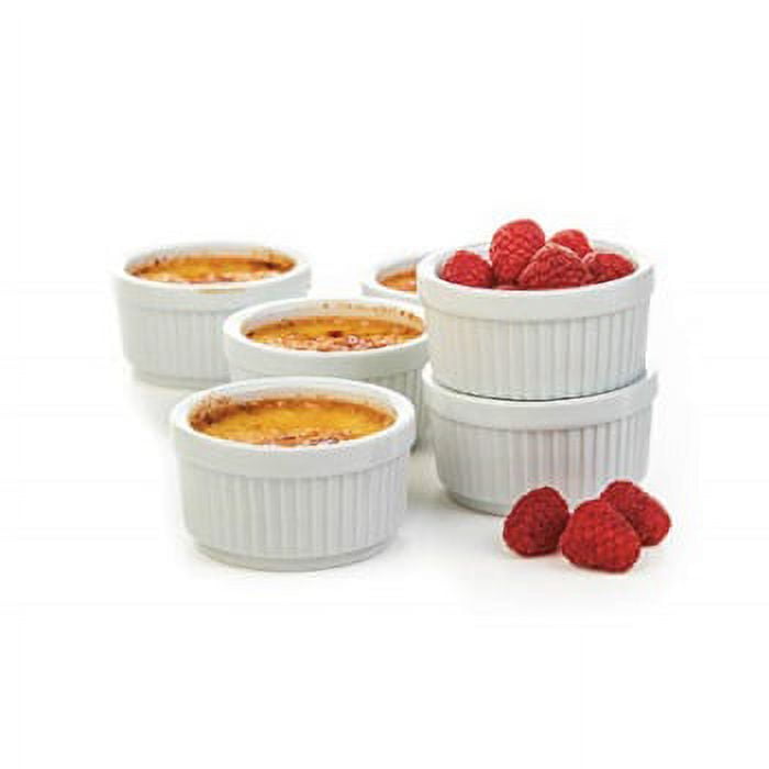 3 in. White Porcelain Ramekins Serving Bowls for Creme Brulee (Set of 12) 3 in. White Porcelain Ramekins Serving Bowls for Creme Brulee (Set of 12)