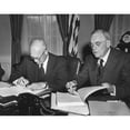 thumbnail image 1 of Pres. Eisenhower And John Foster Dulles Signing Proclamations Of Ratification Relating To Germany. April 7 History (, 1 of 1