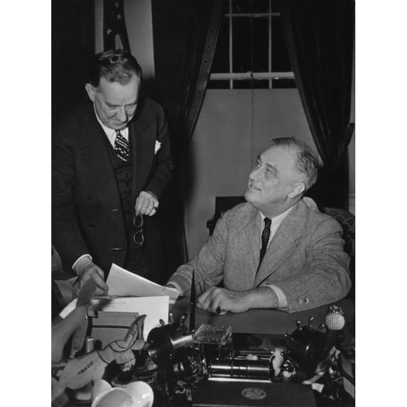 Pres. Franklin Roosevelt And Press Sec. Stephen Early. Jan. 18 History (18 x 24)