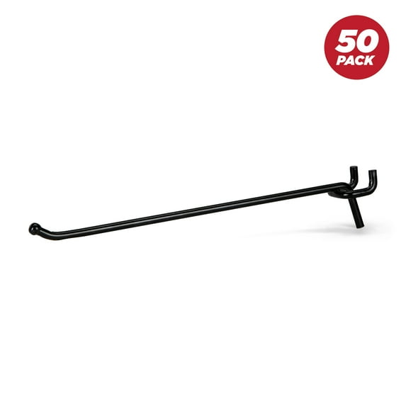 Presa Heavy Duty Black Steel Peg Board Shelving Hooks, 8-Inch, 50-Pack