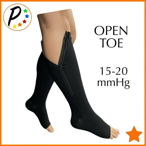 Presadee Open Toe 15-20 mmHg Moderate Zipper Compression Calf Circulation Leg Socks