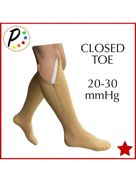 Original Closed Toe 20-30 mmHg Firm Compression Leg Calf Zipper Socks