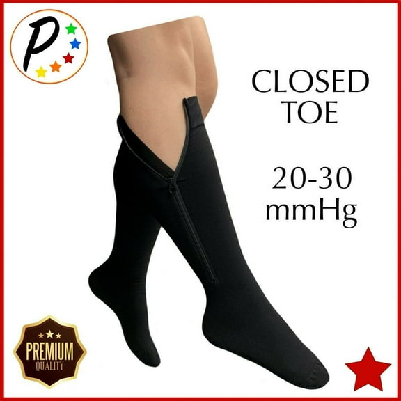 Presadee Premium Closed Toe 20-30 mmHg Firm Compression With YKK Zipper Leg Circulation Swelling Socks