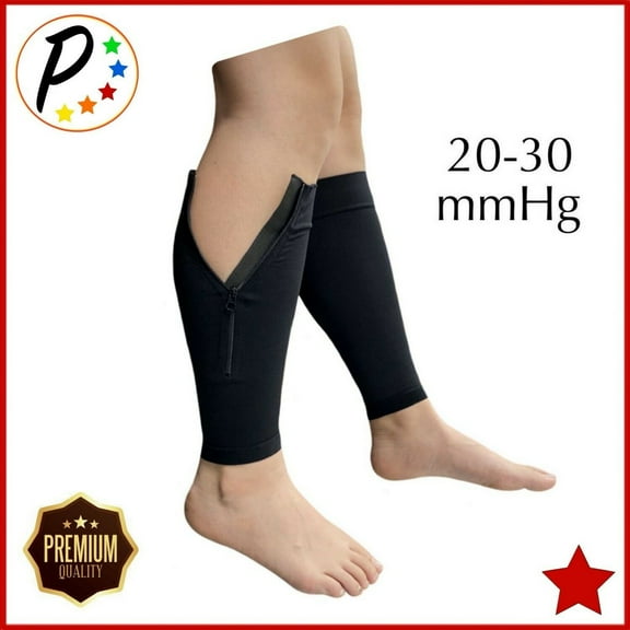 Presadee Premium Footless 20-30 mmHg Firm Compression With YKK Zipper Leg Swelling Shin Calf Sleeves