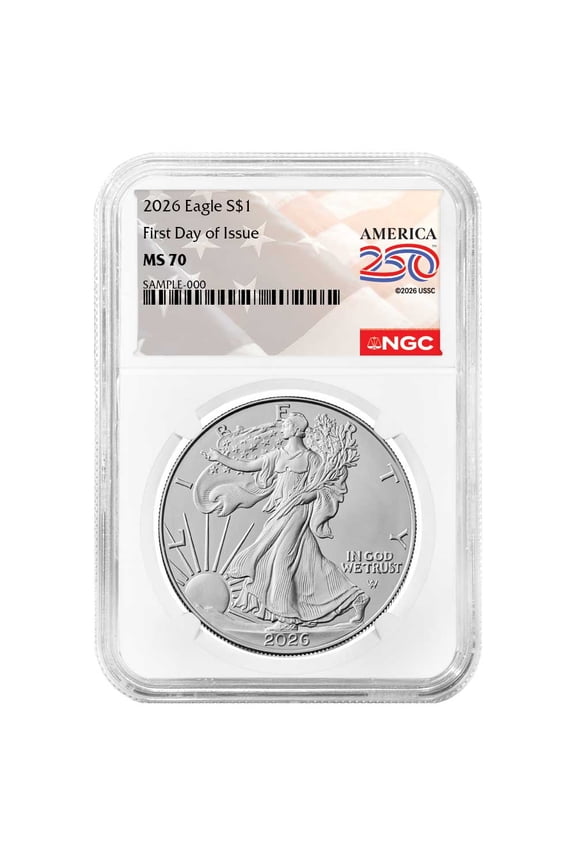 Presale - 2026 $1 American Silver Eagle NGC MS70 FDI American 250th Anniversary Label