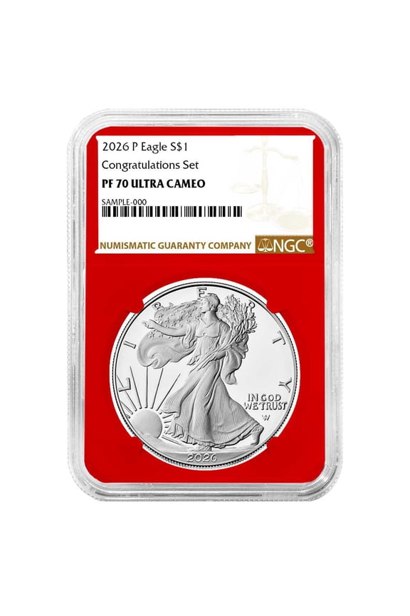 2026-P Proof $1 American Silver Eagle Congratulations Set NGC PF70UC Brown Label Red Core