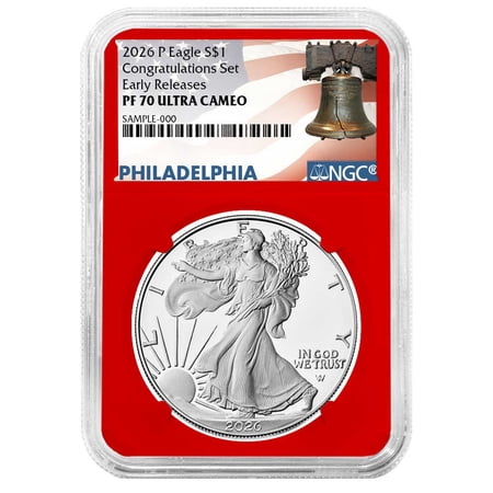 Presale - 2026-P Proof $1 American Silver Eagle Congratulations Set NGC PF70UC ER Liberty Bell Label Red Core