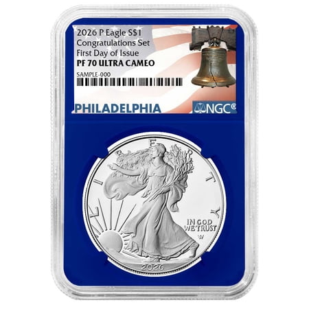 Presale - 2026-P Proof $1 American Silver Eagle Congratulations Set NGC PF70UC FDI Liberty Bell Label Blue Core