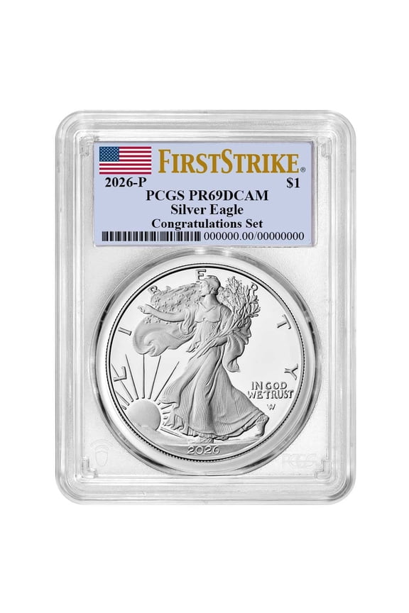 2026-P Proof $1 American Silver Eagle Congratulations Set PCGS PR69DCAM FS Flag Label