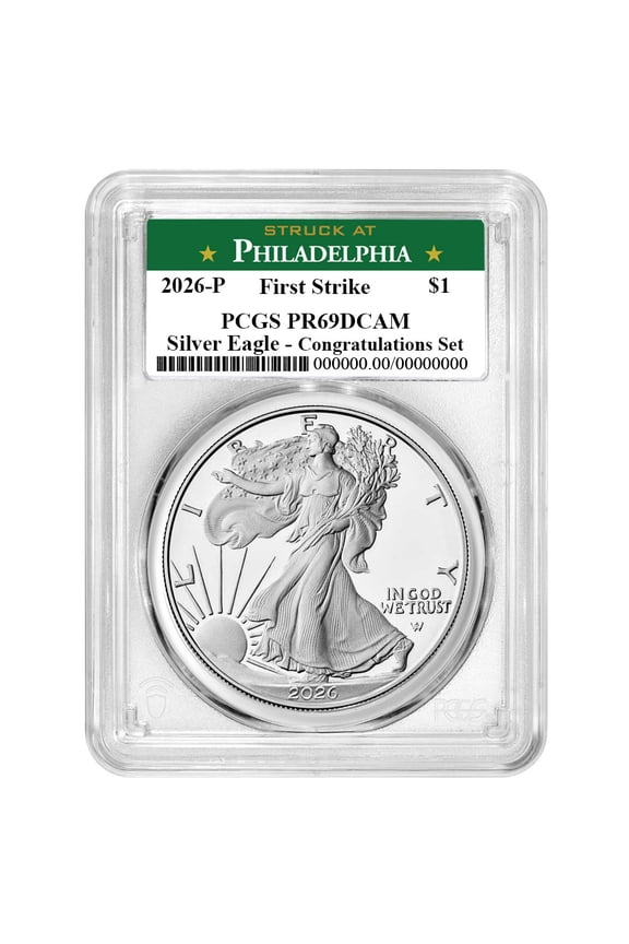 2026-P Proof $1 American Silver Eagle Congratulations Set PCGS PR69DCAM FS Philadelphia Label