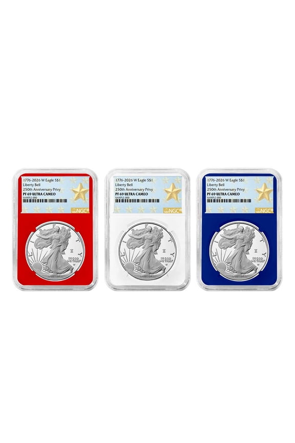 Presale - 2026-W Proof $1 American Silver Eagle 3pc Set NGC PF69UC West Point Star Label Red White Blue