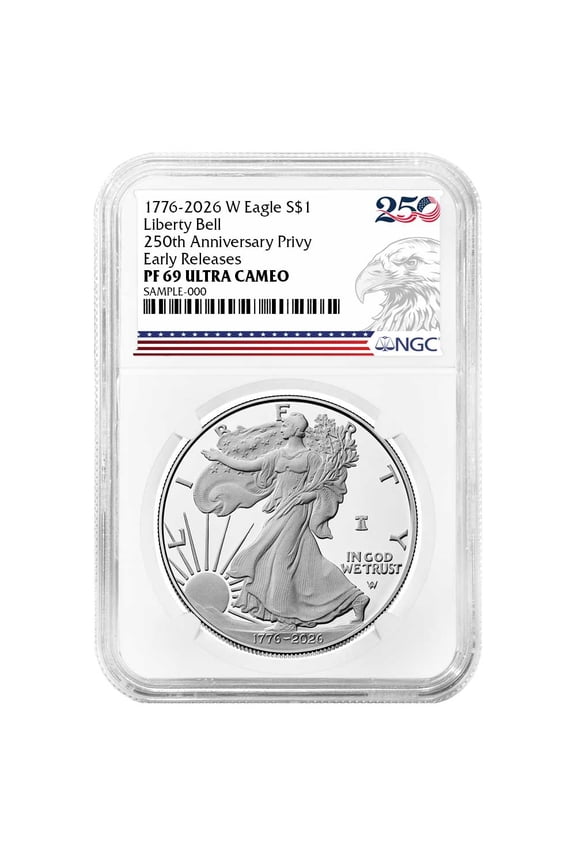 Presale - 2026-W Proof $1 American Silver Eagle NGC PF69UC ER 250th Eagle Label