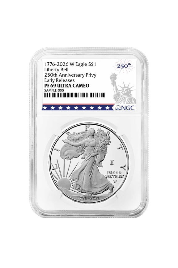 Presale - 2026-W Proof $1 American Silver Eagle NGC PF69UC ER 250th Liberty Label
