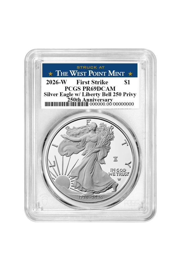 Presale - 2026-W Proof $1 American Silver Eagle PCGS PR69DCAM FS West Point Label
